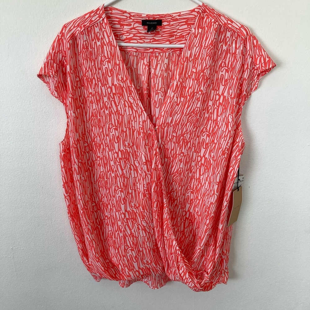 Halogen Red Abstract Print Blouse